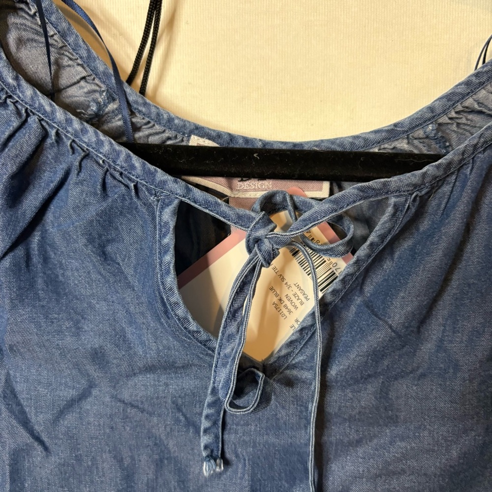 By Design Blue Lyocell Peasant Top - Picture 3 of 6